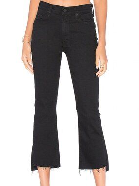 Mother Denim Insider Crop Step Fray Black Jeans Sz 27